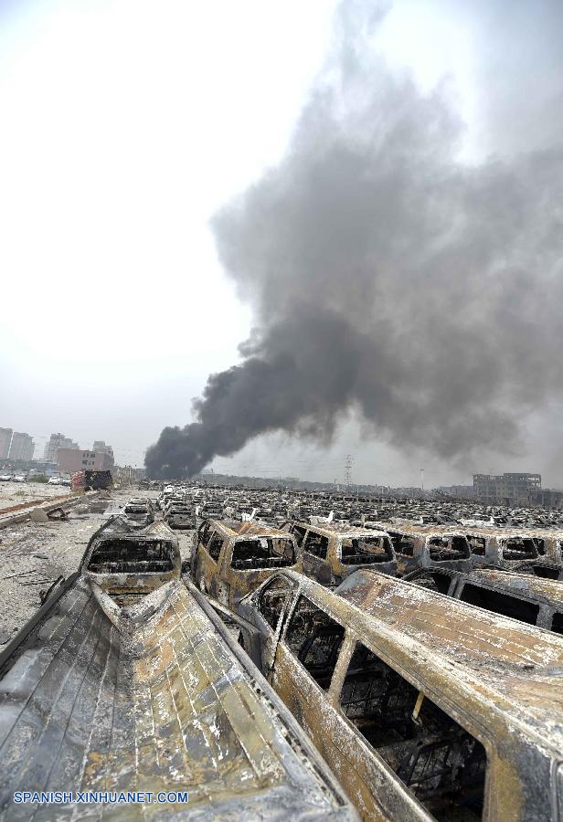 El almacén de la municipalidad norteña china de Tianjin que resultó destruido por una explosión el miércoles por la noche se había incendiado de nuevo.