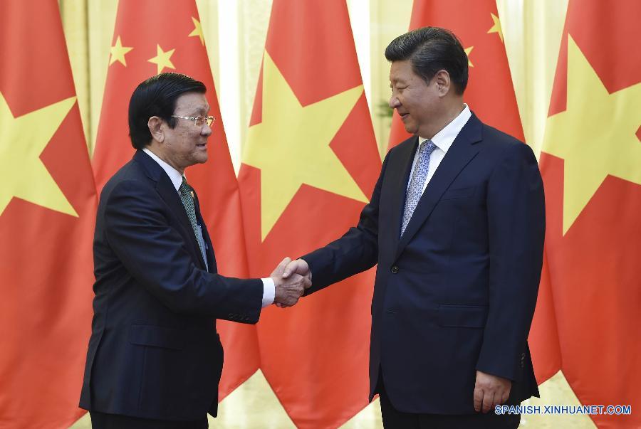 El presidente chino, Xi Jinping, se reunió hoy jueves en Beijing con su homólogo vietnamita, Truong Tan Sang, y ambos acordaron ampliar el terreno común y resolver las disputas de manera adecuada.