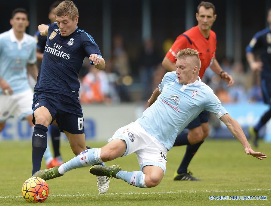 El club español de fútbol Real Madrid ganó hoy 3-1 a un sólido Celta de Vigo en el estadio de Balaídos, en un partido correspondiente a la novena jornada de la Liga local.