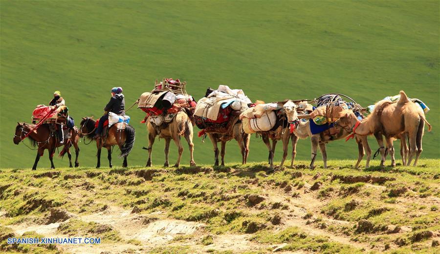 Los pastores del grupo &eacute;tnico kazajo, se encuentran ocupados transfiriendo su ganado hacia las pasturas de verano.