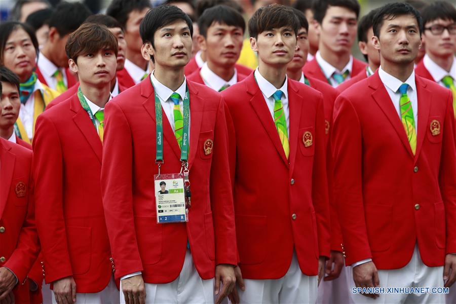 （里约奥运会)（2）中国体育代表团举行升旗仪式