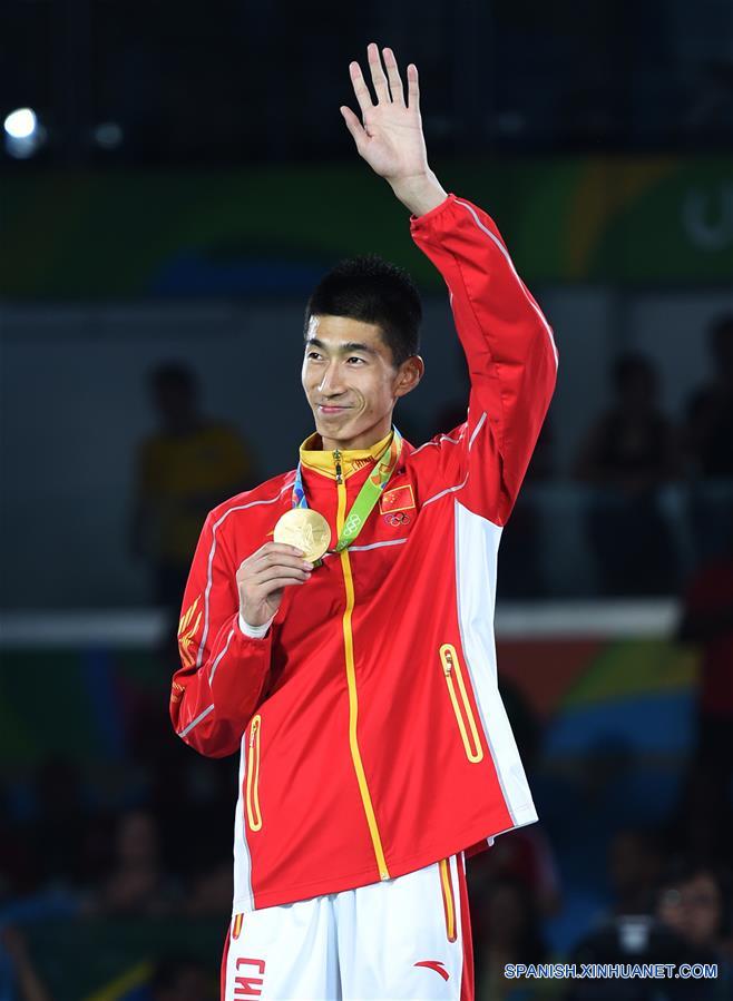 （里约奥运会·领奖台）（2）跆拳道——男子58公斤级：赵帅摘金