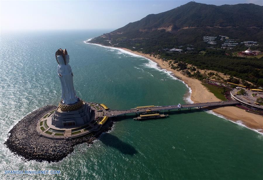 Hainan: Estatua budista de 108 metros de altura de Guanyin en Nanshan de Sanya