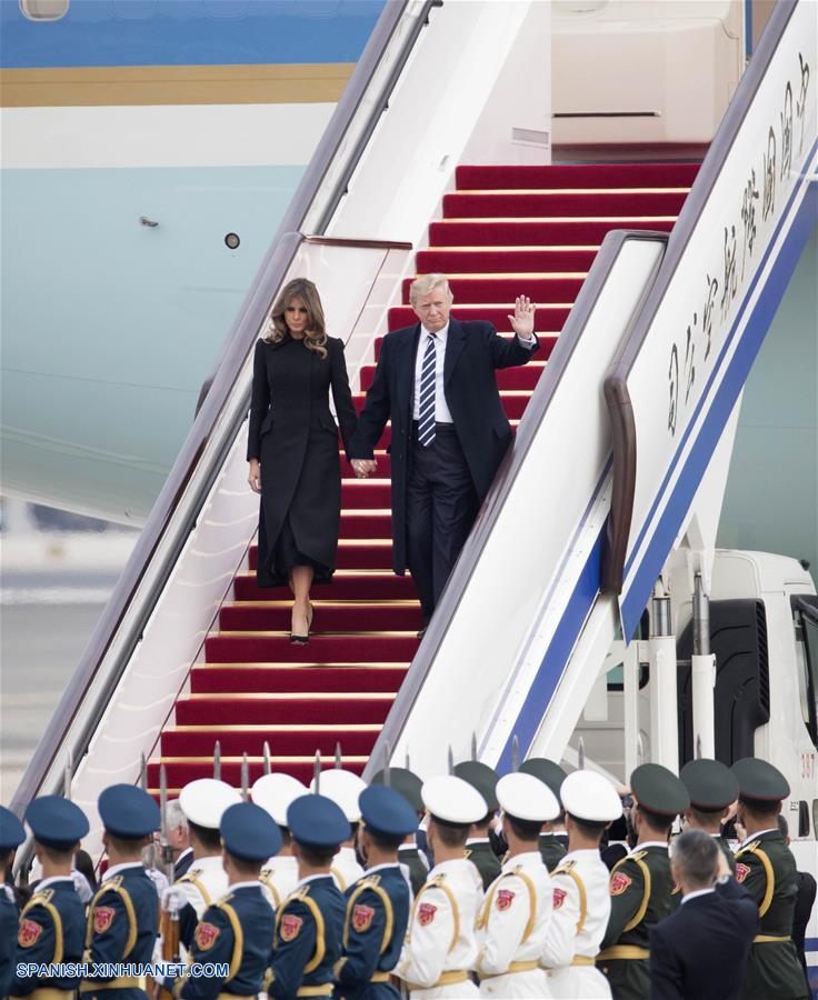 El presidente de EE.UU., Donald Trump, llegó a Beijing hoy miércoles por la tarde, iniciando su visita de Estado a China.