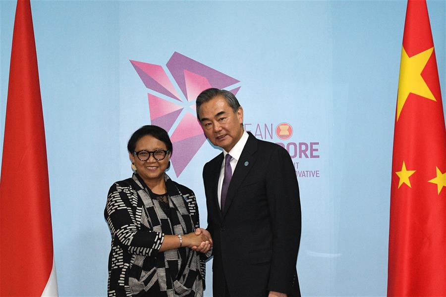 SINGAPORE-CHINA-INDONESIA-WANG YI-RETNO MARSUDI-MEETING