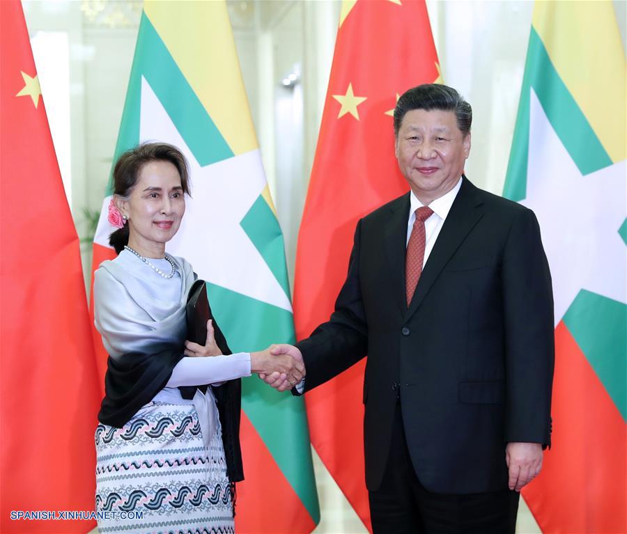 CHINA-BEIJING-FORO DE LA FRANJA Y LA RUTA-XI JINPING-CONSEJERA DE ESTADO DE MYANMAR-REUNION