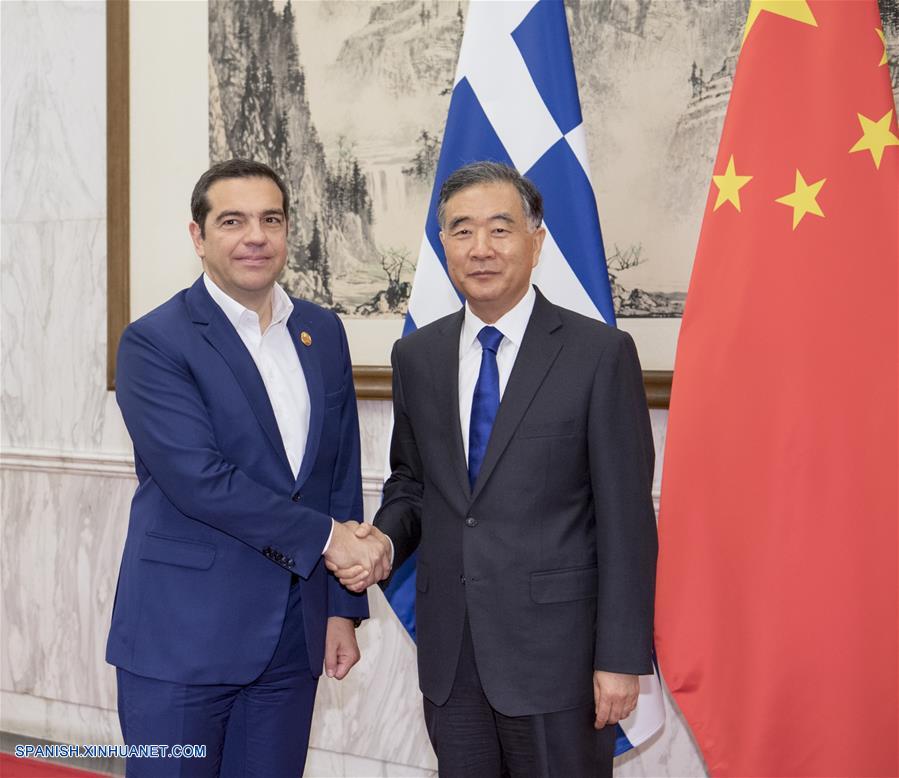 (BRF)CHINA-BEIJING-BELT AND ROAD FORUM-WANG YANG-GREEK PM-MEETING (CN)