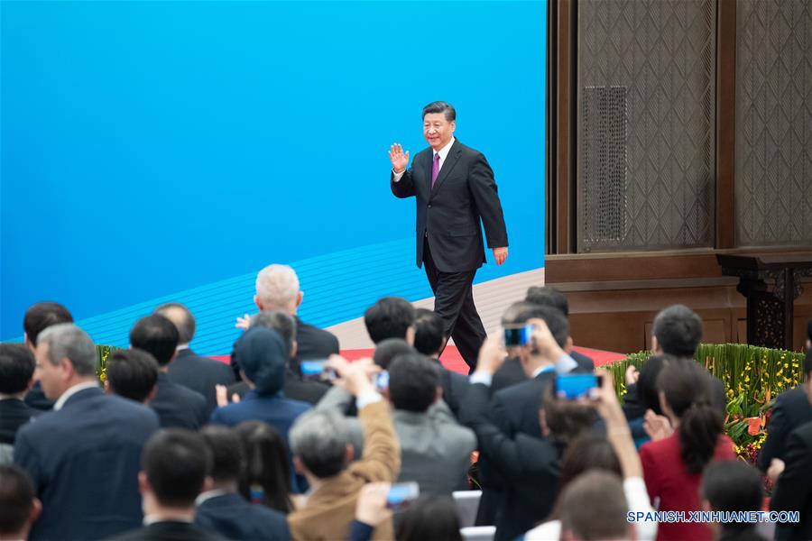 CHINA-BEIJING-FORO DE LA FRANJA Y LA RUTA-MESA REDONDA DE LIDERES-XI JINPING-CONFERENCIA DE PRENSA