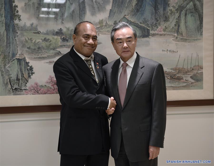 UN-CHINA-WANG YI-KIRIBATI-PRESIDENT-MEETING
