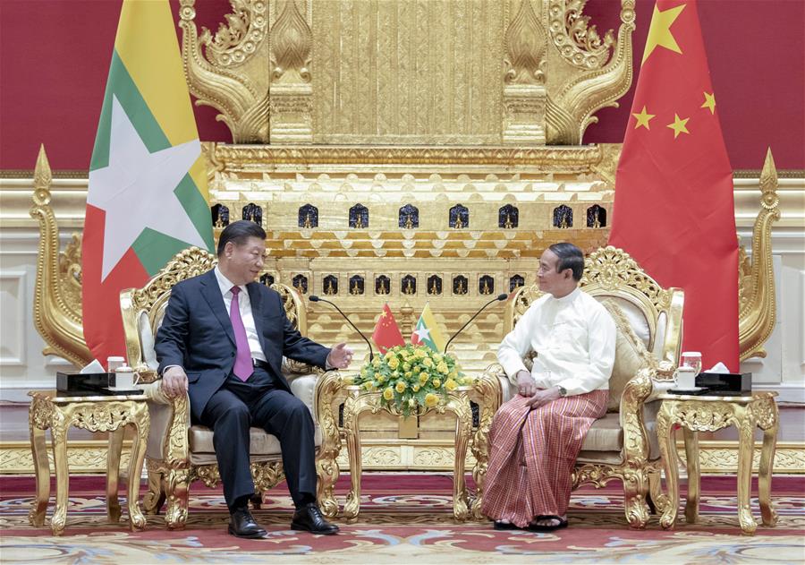 MYANMAR-NAYPYITAW-CHINA-XI JINPING-PRESIDENTE-CONVERSACIONES