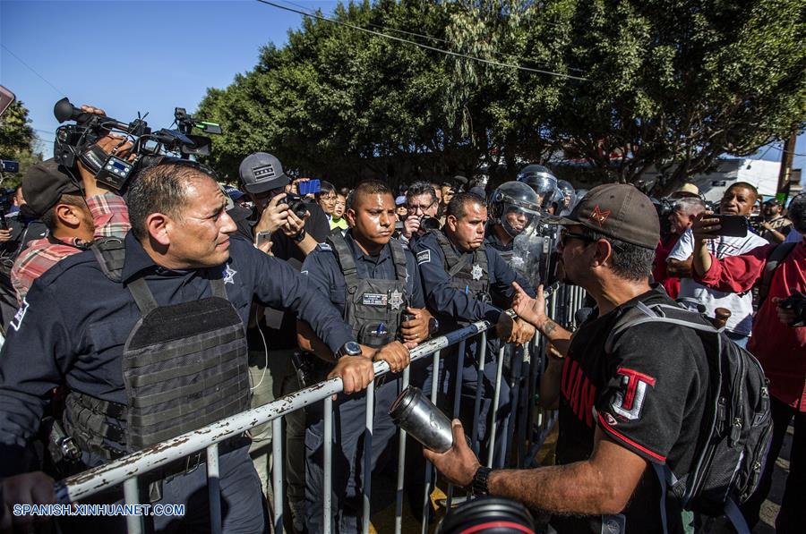 MEXICO-TIJUANA-PROTESTA-CARAVANA MIGRANTE