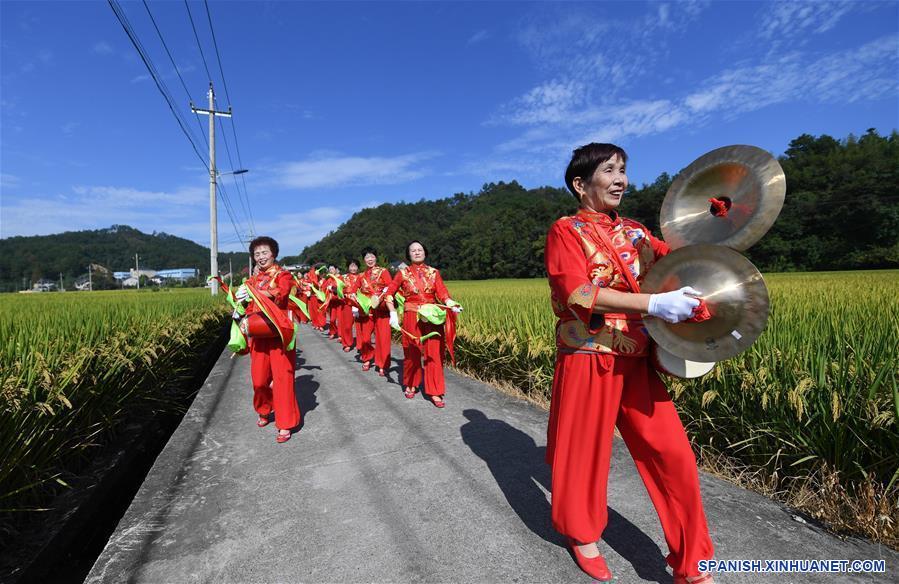 CHINA-ZHEJIANG-ARROZ-COSECHA