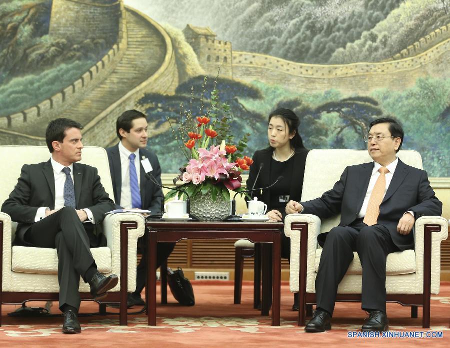CHINA-BEIJING-ZHANG DEJIANG-FRENCH PM-MEETING(CN)