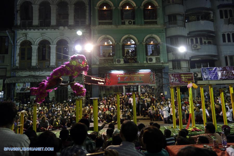 Myanmar: Competencia de danza de león y dragón para celebrar Año Nuevo Chino en Yangon