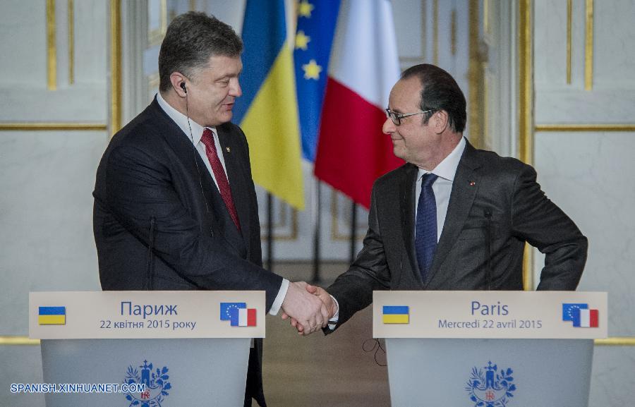 Francia y Ucrania prometieron reforzar las relaciones bilaterales en diversos ámbitos, anunciaron hoy el presidente francés Francois Hollande y el presidente ucraniano Petro Poroshenko en una declaración conjunta en París.
