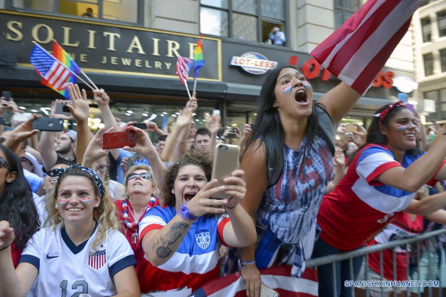 Se celebra la ganancia de Copa Mundial Femenina en Nueva York