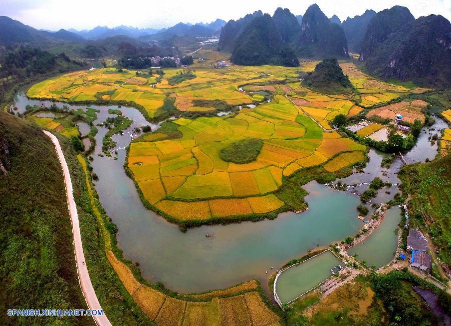 Guangxi: Paisaje de otoño del condado Jingxi