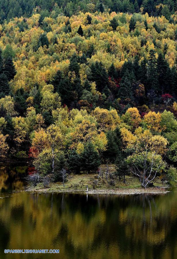 Yunnan: Paisaje de otoño en Parque Nacional Potatso en Shangri-la