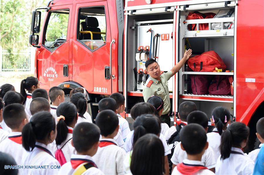 CHINA-GUIZHOU-ENTRENAMIENTO INFANTIL-BOMBEROS