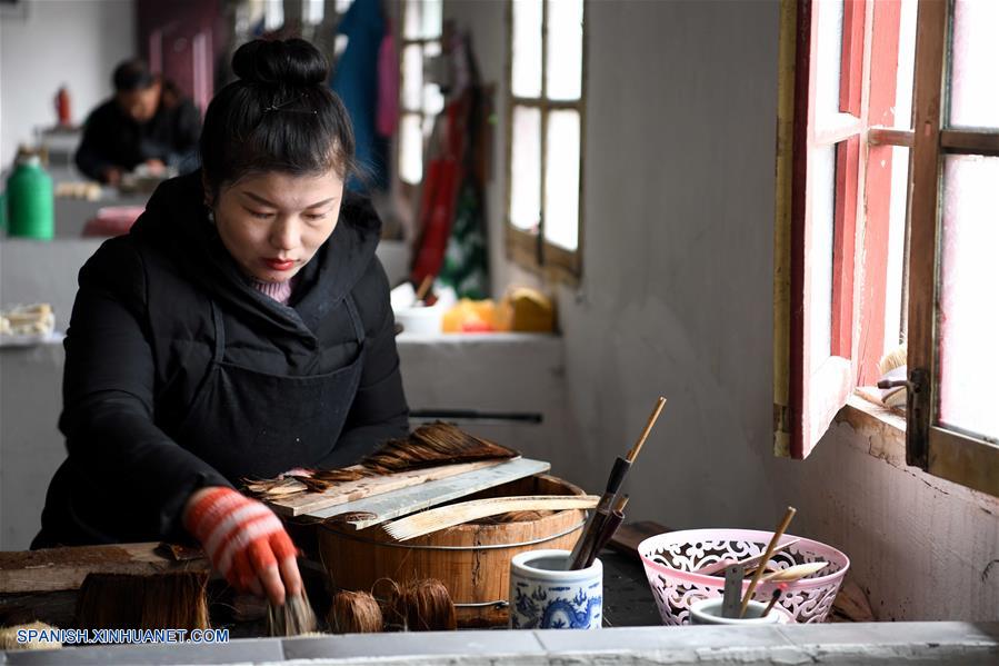 CHINA-ANHUI-PINCEL DE TINTA XUAN-FABRICACION