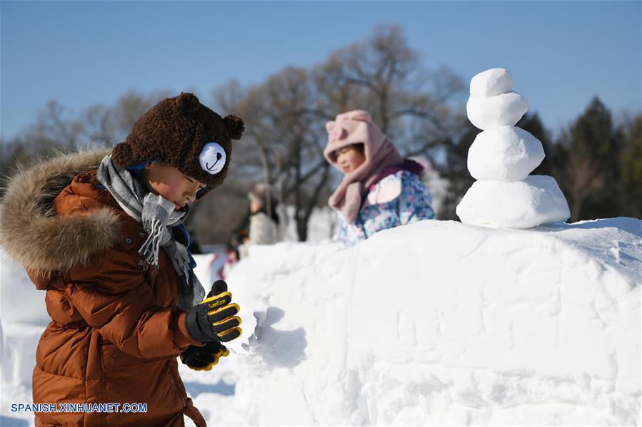 CHINA-HEILONGJIANG-CONCURSO DE ESCULTURA DE NIEVE FAMILIAR  