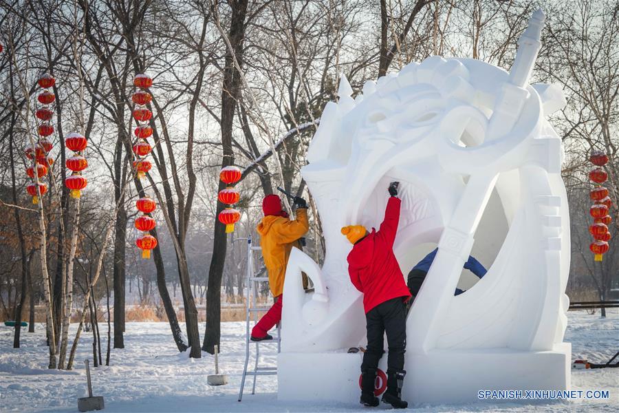 CHINA-HEILONGJIANG-HARBIN-COMPETENCIA DE ESCULTURAS DE NIEVE-FINALIZACION