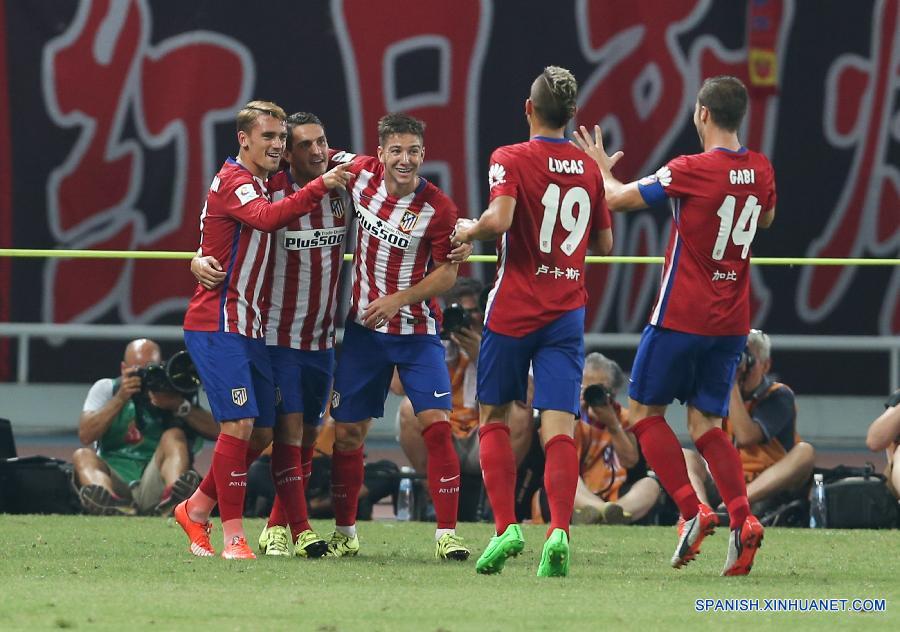 El equipo español visitante Atlético de Madrid venció hoy 3-0 al Shanghai SIPG de la Súper Liga China en su cuatro encuentro de preparación de este verano y en el que hizo su debut con el club español el futbolista chino Xu Xin.