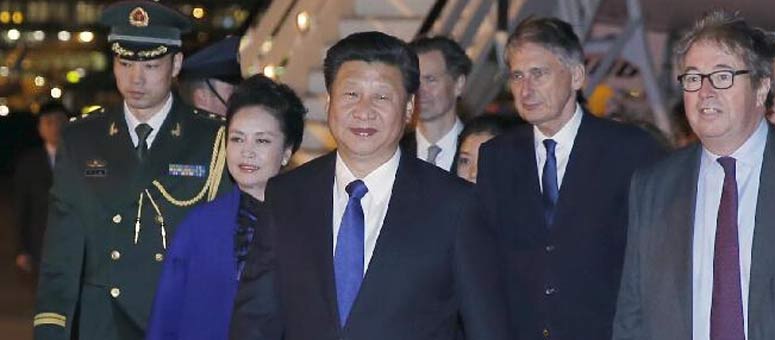 El presidente chino Xi Jinping llega al Reino Unido