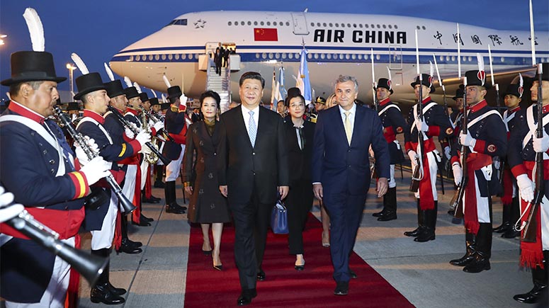 Presidente chino llega a Argentina para cumbre G20 y visita de Estado