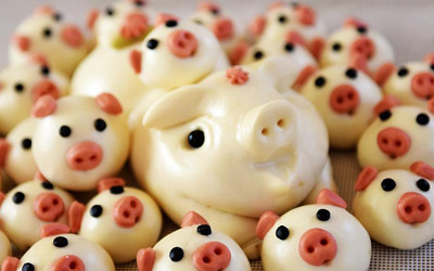 Bollos en forma de cerdo para celebrar el Año Nuevo Lunar