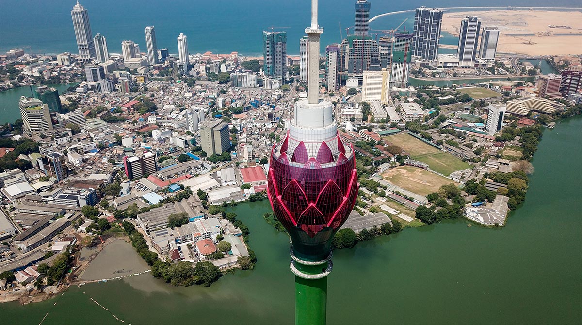 Vista aérea de la Torre Loto en Colombo