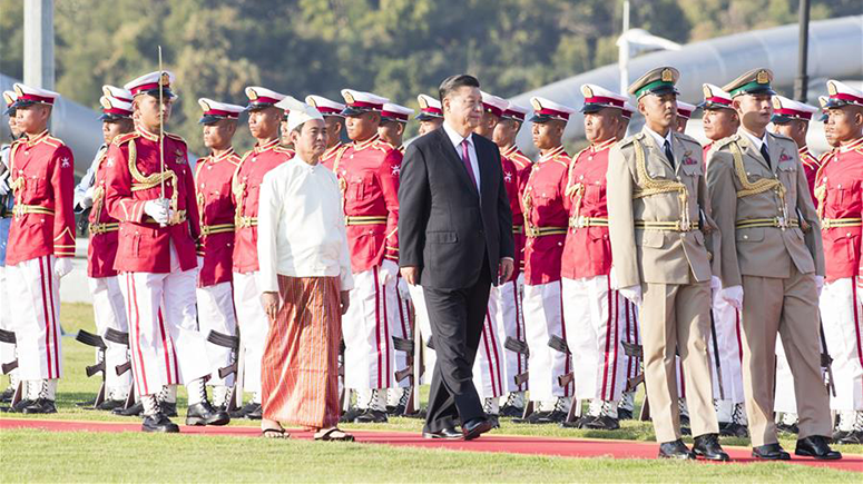 Xi asiste a banquete de bienvenida ofrecido por presidente de Myanmar