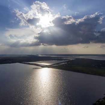Vista a&eacute;rea del Lago Lianhuan en Heilongjiang
