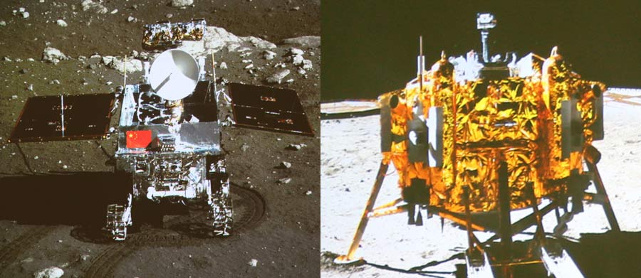 Sonda lunar y vehículo explorador se toman fotografías
