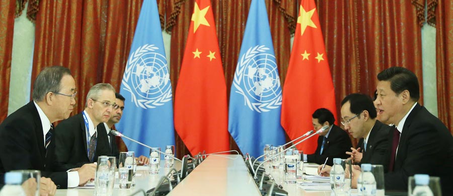 Presidente chino y jefe de ONU se comprometen a promover paz y desarrollo mundiales