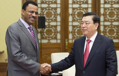 Máximo legislador chino se reúne con presidente de cámara alta etíope