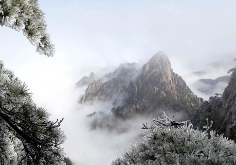 Nieve de abril en montaña Huangshan