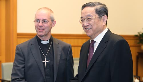 Máximo asesor político chino se reúne con Arzobispo de Canterbury