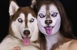 Se transforma en Husky con maquillaje