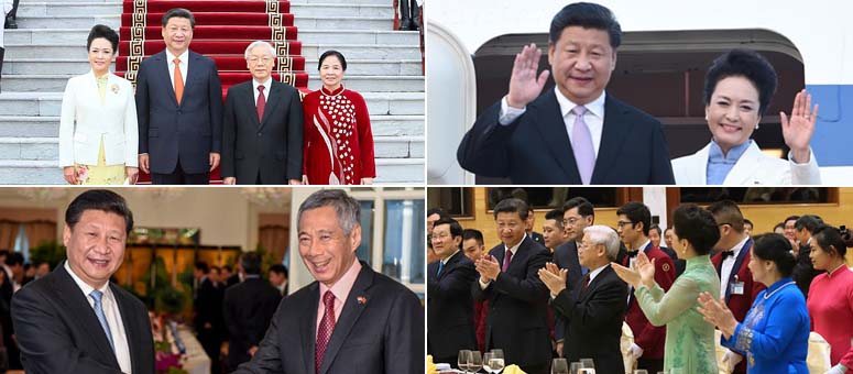 Visitas del presidente chino a Vietnam y Singapur en imágenes