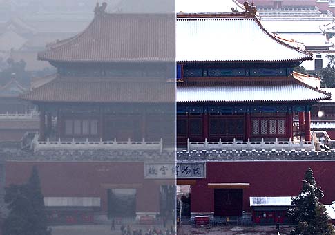 Beijing con y sin esmog