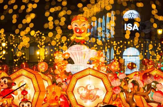 Faroles para celebrar el Festival de Primavera en Macao