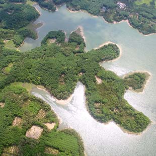 Hainan: Paisaje de reservorio Guanmu en Qionghai