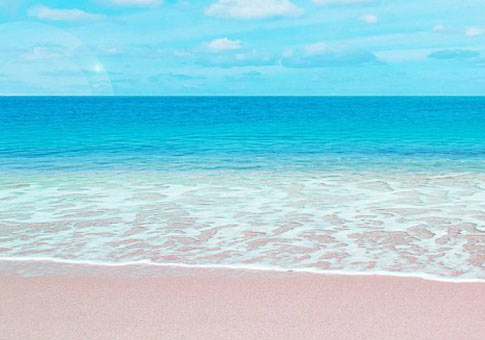 Playa rosa en Bahamas