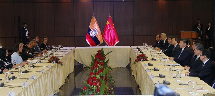 Presidente chino pide reforzar intercambios entre asambleas legislativas de China y Ecuador