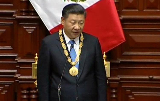 Presidente chino Xi Jinping pronuncia un discurso en el Congreso de Perú