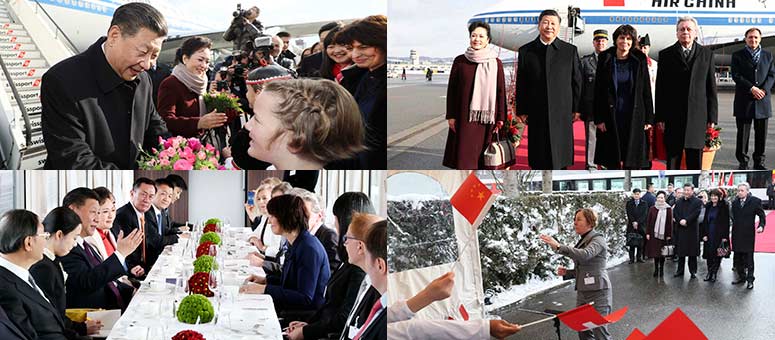 Imágenes de la visita de presidente Xi a Suiza en el primer día