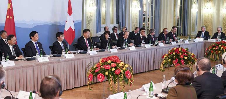 Presidente chino pide a empresarios suizos reforzar lazos comerciales