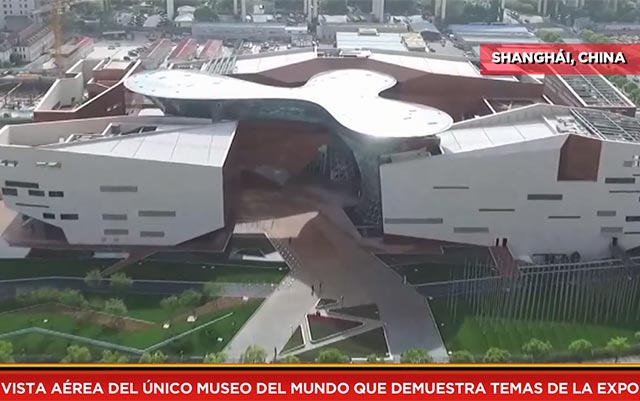 Vista aérea del único museo del mundo que demuestra temas de la Expo
