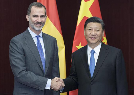 Presidente chino conversa con rey español Felipe VI sobre cooperación en Franja y Ruta
